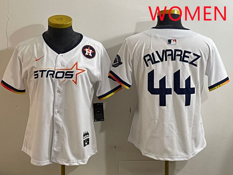 Women Houston Astros #44 Alvarez White three generations Joint Name Nike 2025 MLB Jersey style 11->women mlb jersey->Women Jersey
